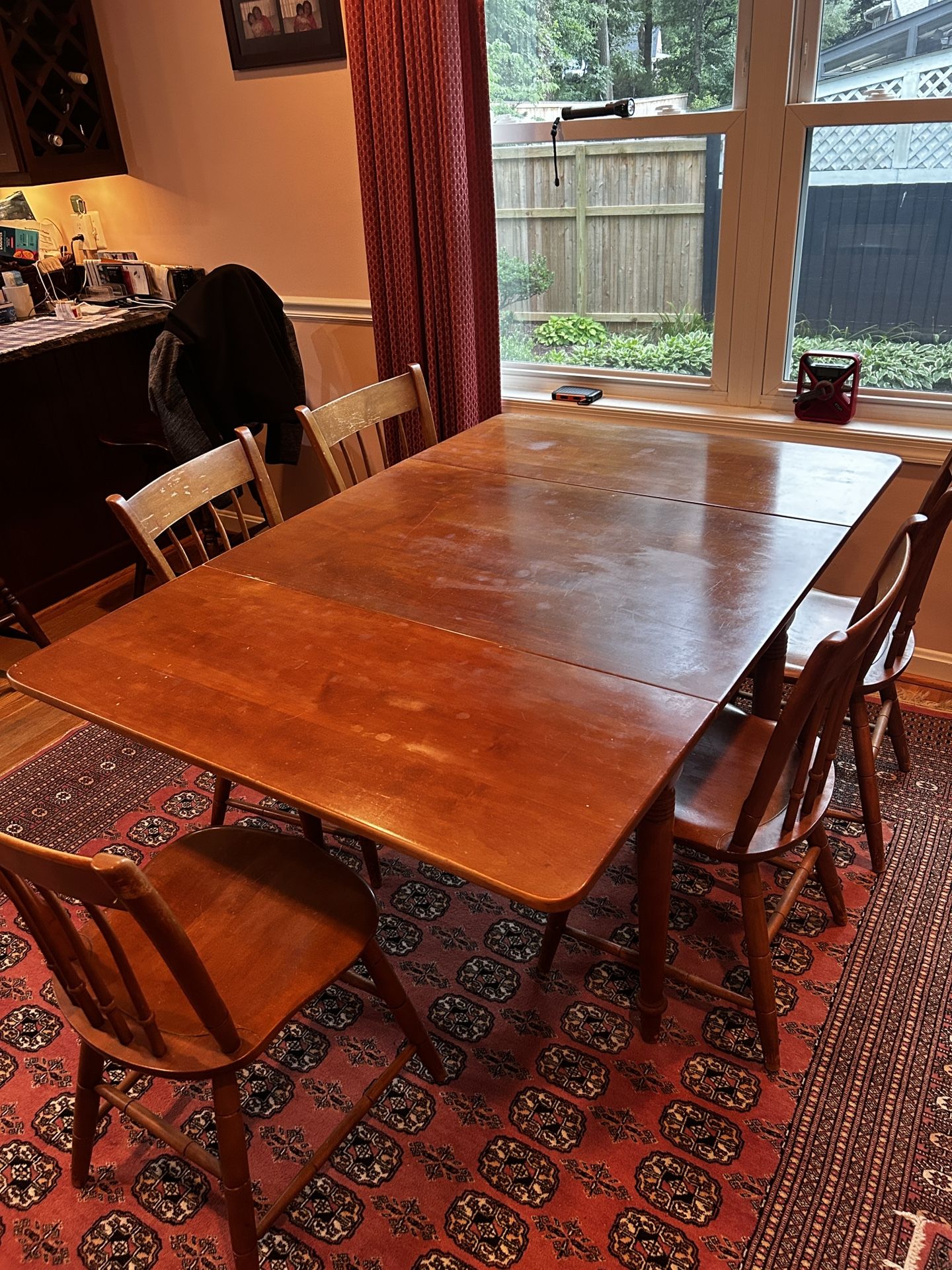 Vintage Solid Wood Dining Table + 5 Chairs