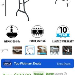 Black 8 Foot Commercial Grade Table