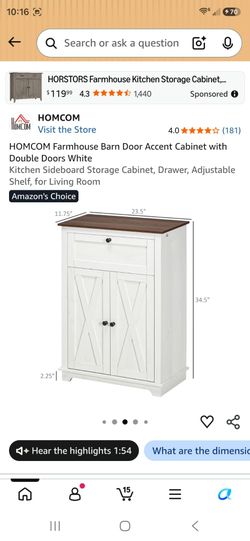 HOMCOM Sideboard Buffet Accent Cabinet with Double Doors White