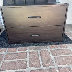 Wood 2 Drawer Storage Cabinet
