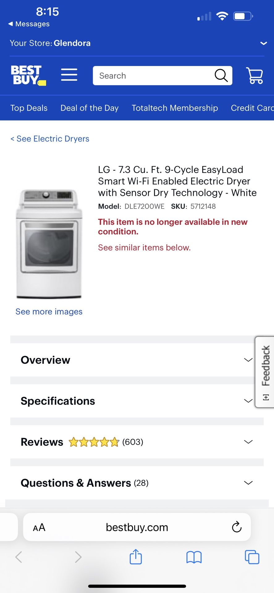 Lg Electric Dryer