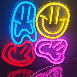 Smiley Neon Sign, LED Neon Light Wall Decor Smiley Light Sign (13"×13")