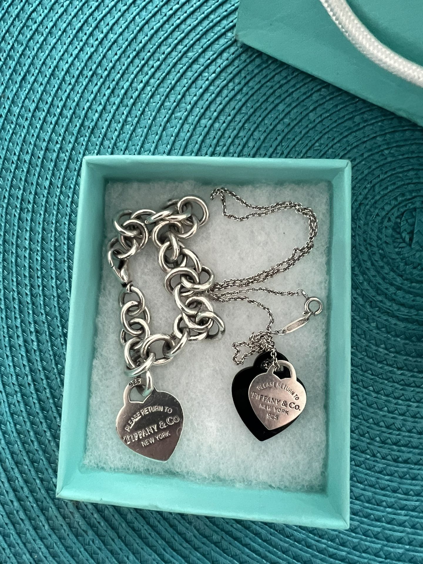 Authentic Tiffany Heart Tag Bracelet and Necklace Set