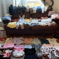 65 Articles Of Clothing And 9 Shoes All Mixed Size 