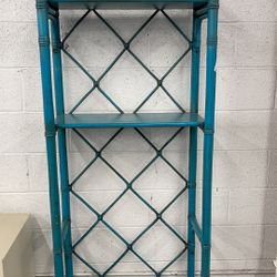 Vintage Retro Rattan Bamboo 3 tier shelf Plant book Arch Boho