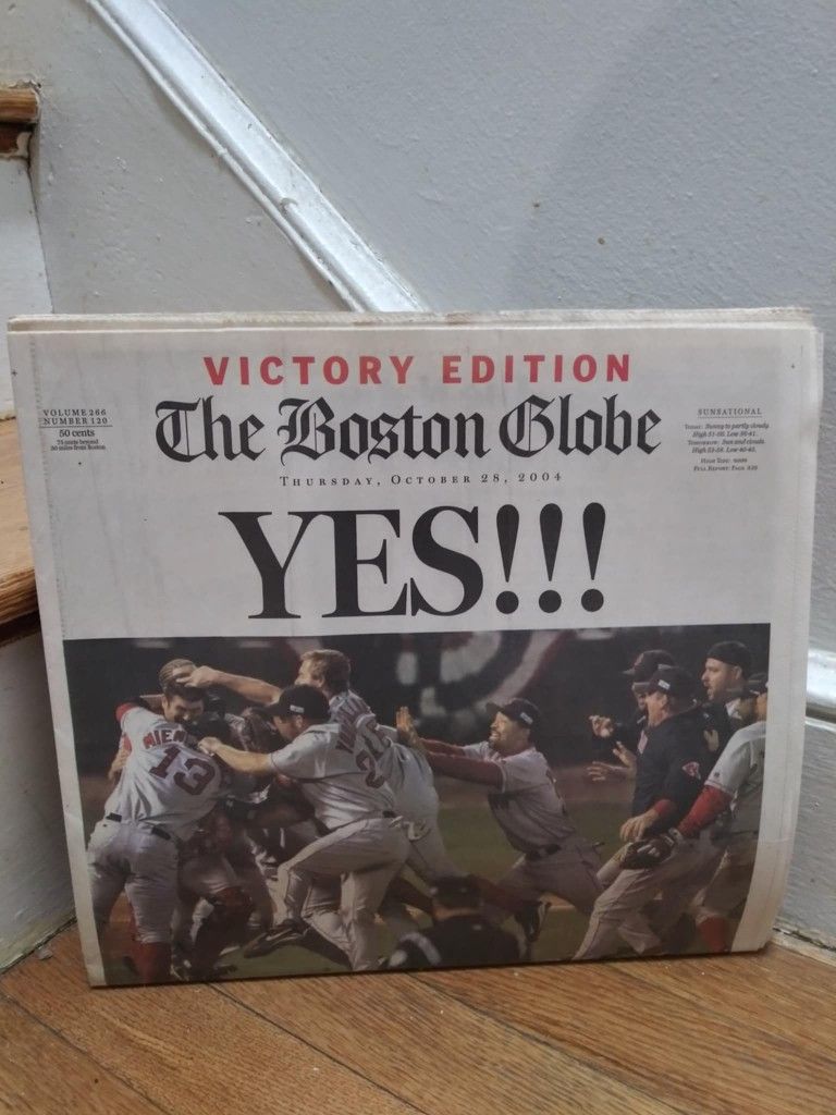 2004 Boston Red Sox World Series Victory Edition Boston Globe Newspaper October 28, 2004. Message me anytime if interested will send more pictures or