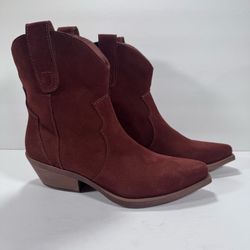 Steve Madden Wizz Chestnut Brown Suede Western Cowboy Boots Women Size 9.5M