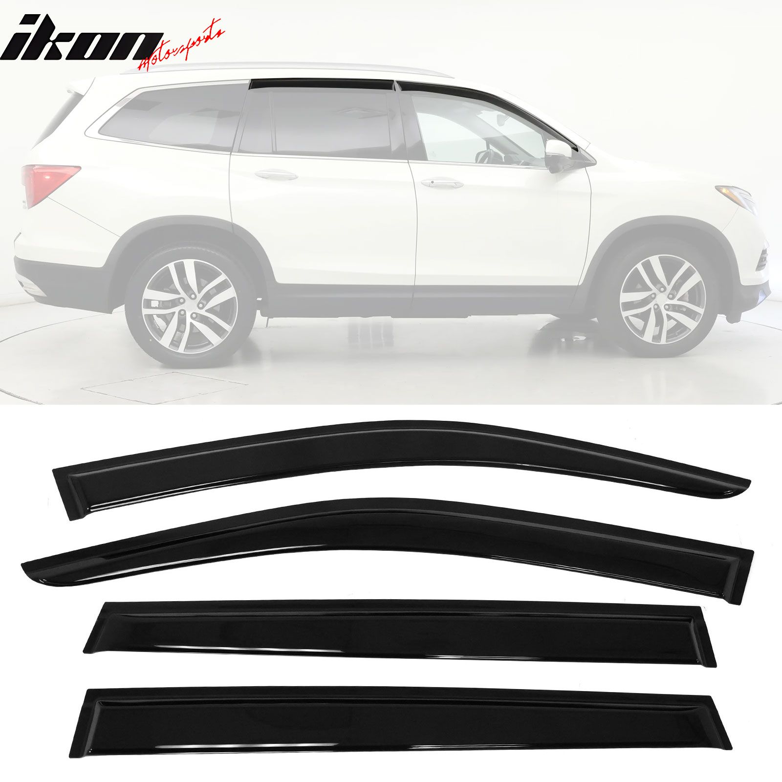 Fits 2016-2022 Honda Pilot Acrylic Slim Window Visors Rain Guard Vent Sun Shade 4PCS