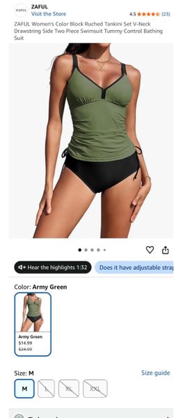 ZAFUL Color Block Ruched Tankini Set
