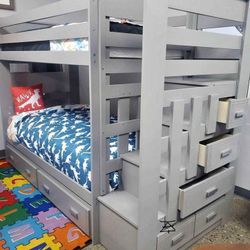 Allentown Gray Bunk Bed $10 Down Payment And Financing Available