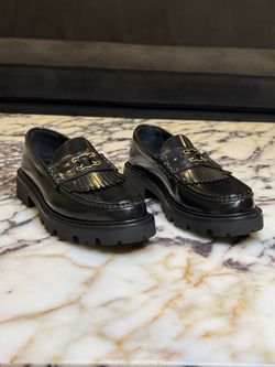 CELINE Triomphe Frame Chunky Loafers Margaret Black Polished Bull Leather