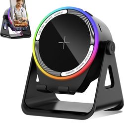 🔥Brand new🔥 Wireless Induction Speaker, Multifunctional Bluetooth Phone Holder with RGB Light & 360 Rotation, HD Surround Sound, Compatible with iPh