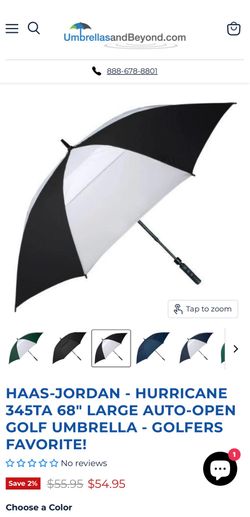 HAAS-JORDAN - HURRICANE 345TA 68" LARGE AUTO-OPEN GOLF UMBRELLA - GOLFERS FAVORITE!