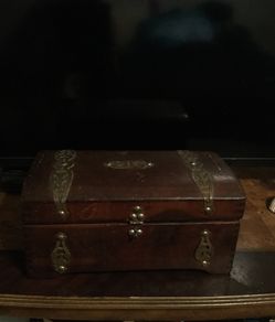 Old vintage real wood box with handles n front latch