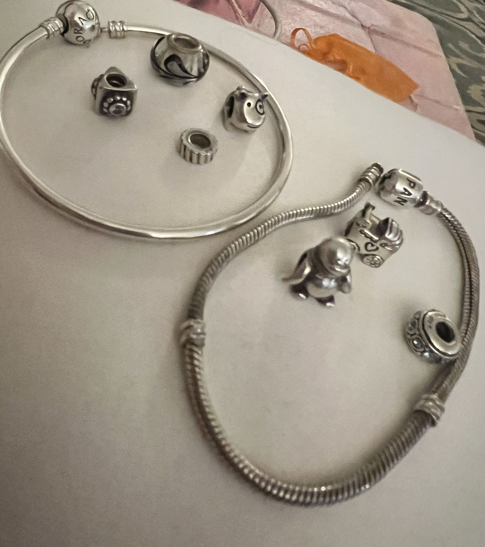 Two Bracelets 7 Charms Pandora