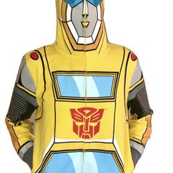 Transformers Bumble Bee Full Zip Face Cover Yellow Hoodie Adult Medium