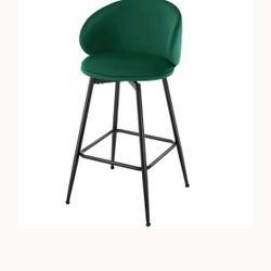 3 Dark Green Velvet Counter Height Stools New