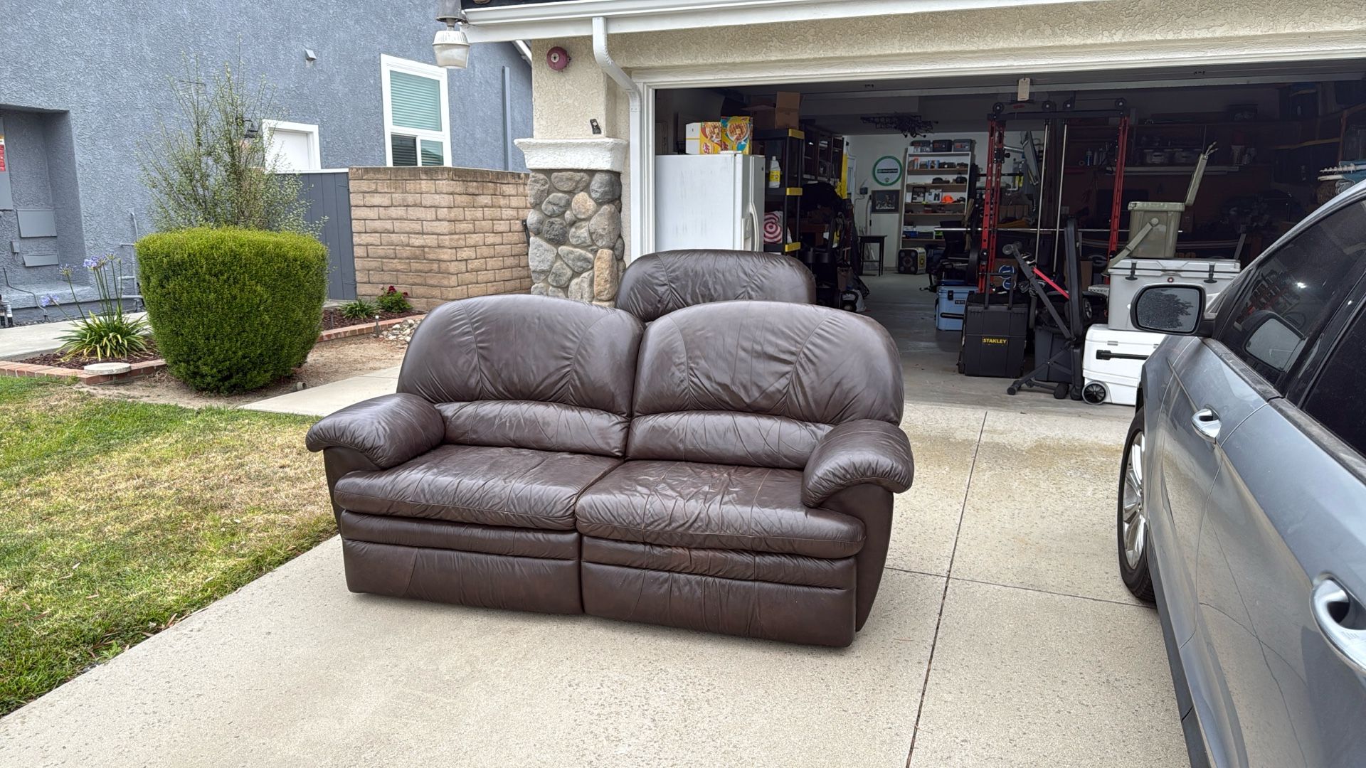 Brown Leather Sofa And Love Seat - LaZBoy