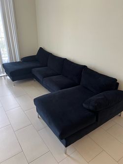 Black Velvet U-Shape Sectional Sofa
