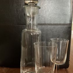 Crystal Wine Decanter With 2 Glasses, From 1967