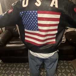 Women’s/Mens  Leather American  Flag Jacket$40