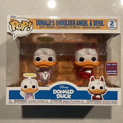 Donald Duck Shoulder Angel & Devil Funko Pop 2pk *MINT* 2022 WonderCon Convention Exclusive Disney 2 Pack