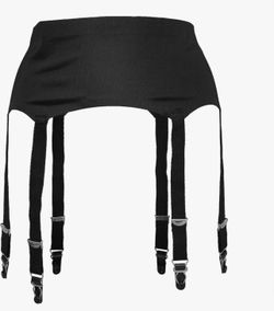 Small Black  Metal Buckles 6 Wide Straps Sexy Women Seamless Garter Belt for Stockings