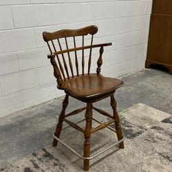 Vintage Wood Swivel Bar Stool
