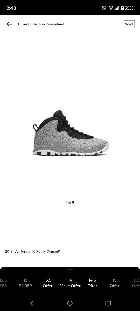 Men's Retro Jordan 10 Size 15 Light Smoke Grey (2018)