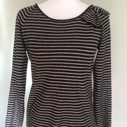 Women’s Shoulder Bow Adorned Soft Jersey Top, M