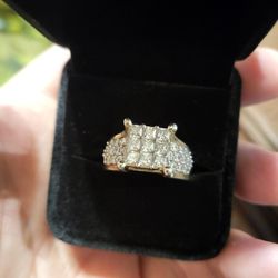 Sterling Silver Princess Cut And Round Cz Women's Ring Size 8