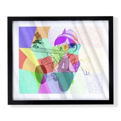 Custom art piece of Disney’s Pinocchio on black frame