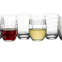 Mikasa Cheers Stemless Wine Glasses Fine European Lead Free Crystal Set Of 6