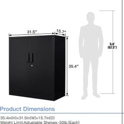✌️ Metal Storage Cabinet with 2 Doors and 2 Adjustable Shelves - Garage Cabinet, Locking Counter Cabinet for Home Office,Garage,Gym,School 
