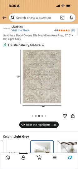 Grey Surya Area Rug for Sale 7’10” x 10’