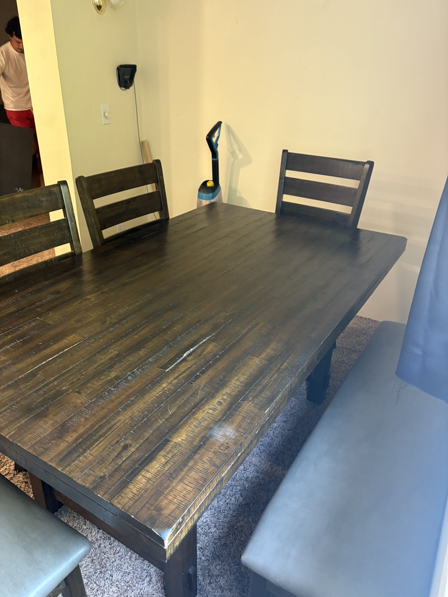 Wood Table With 4 Chairs And Stool