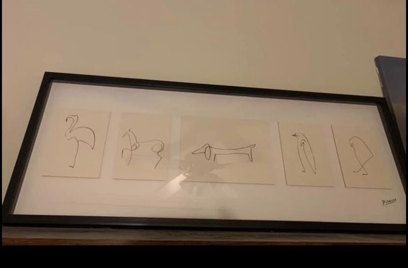 Picasso animal line sketches framed