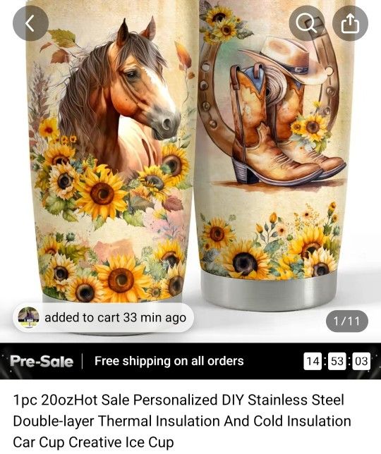 1pc 20ozHot Sale Personalized DIY Stainless Steel Double-layer Thermal Insulation And Cold Insulation Car Cup Creative Ice Cup