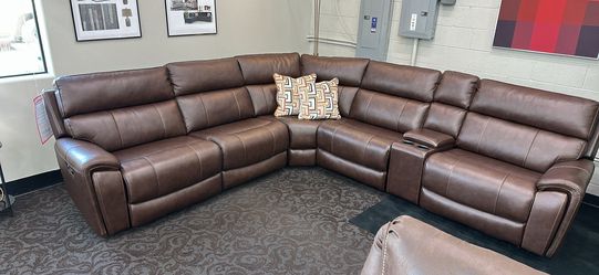 Genuine Leather Dual Power Reclining Sectional