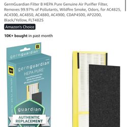 GermGuardian Filter B HEPA Pure Genuine Air Purifier Filter, Removes 99.97% of Pollutants, Wildfire Smoke, Odors, for AC4825, AC4300, AC4850, AC4880, 