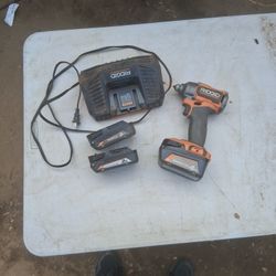 Ridgid Impact Drill Charger & Batteries 