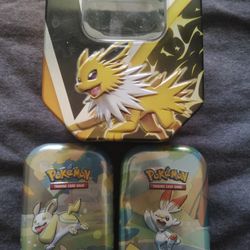 Pokemon Cards Tins Evolving Skies Jolteon, Yamper And Scorbunny