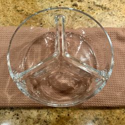 Thick Glass Round Three Section Platter, Serveware