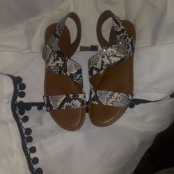 Franco Sarto Snake Print Leather Sandal