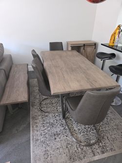 Dinner table, 4 chair and a bench