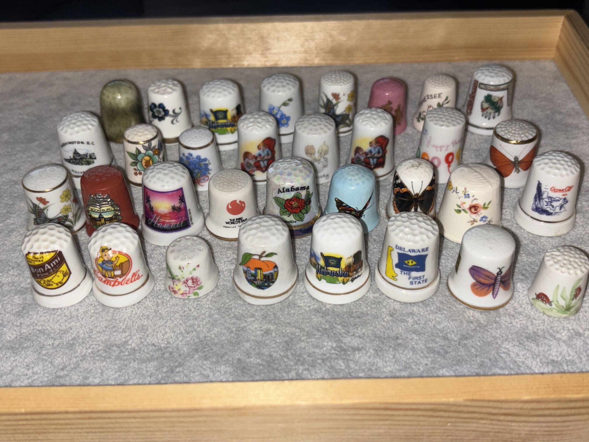 Porcelain Bisque China Thimble Collection Set Of 33