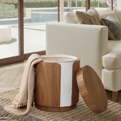 Wood Side Table with Hidden Storage, 18.5'' H