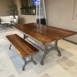 Solid Steel And Wood Table