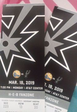 SPURS VS GOLDEN STATE $140