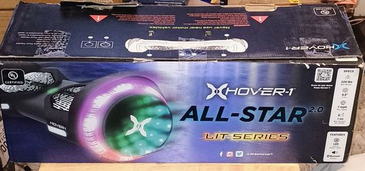 Hover-1 -ALL-STAR in Bluetooth Speaker LED Wheel Lights Headlights Black 7MPH 220 lbs 6.5 Tires 7 mph max Distance por change LED infinity wheel Light